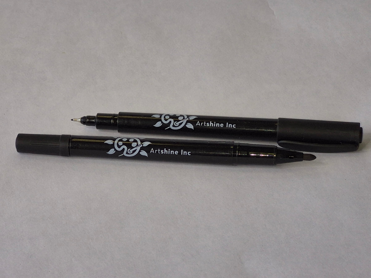 Artshine Dual Tip Artist Markers - Black, Pack of 12