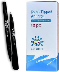 Artshine Dual Tip Artist Markers - Black, Pack of 12