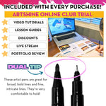 Artshine Dual Tip Artist Markers - Black, Pack of 12
