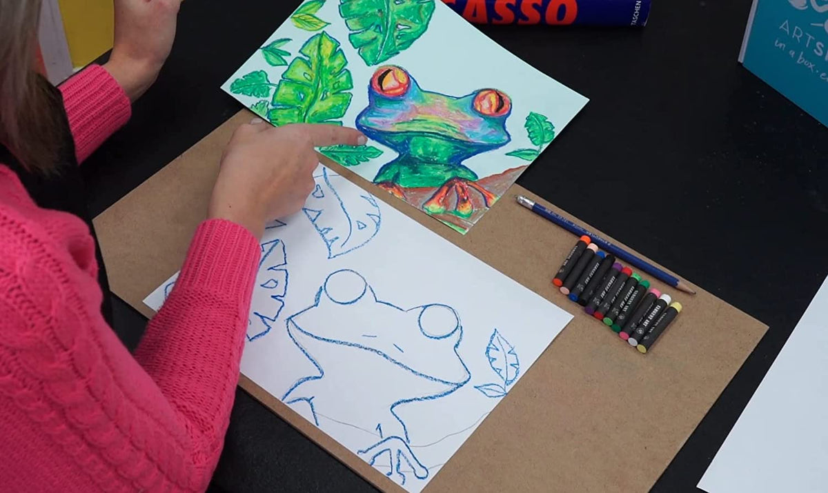 Tropical Pastel Frog Art Kit + Video Tutorial - Oil Pastel Specialty Box