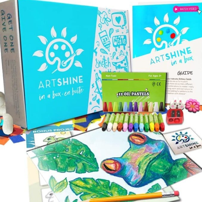 Art Kit + Video Tutorial | A Tropical Oil Pastel Project| Pastel Frog (Specialty Box) 🔰