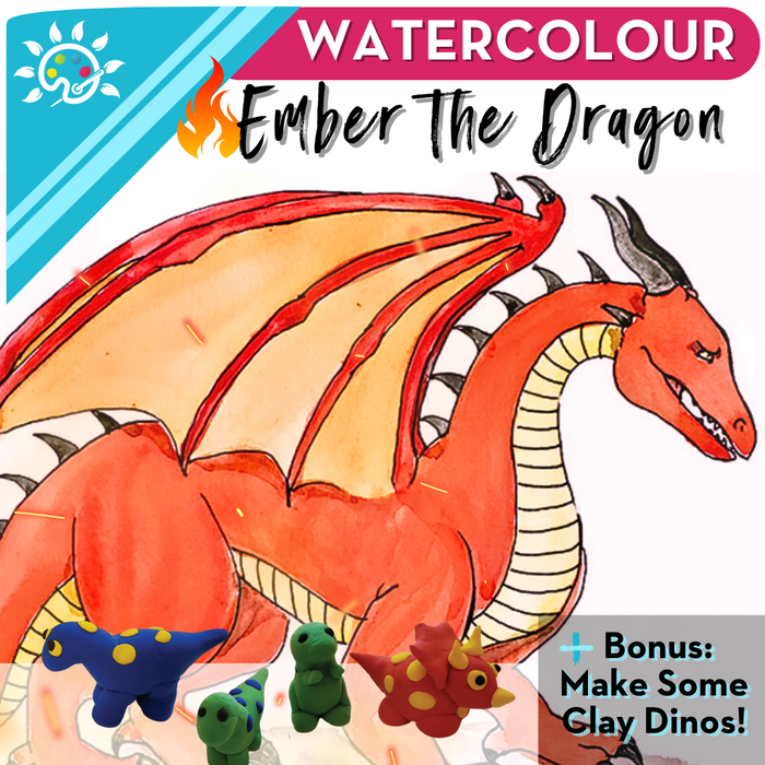 Ember the Dragon Art Kit & Video Tutorial - Fantasy Illustration & Watercolour Specialty Box