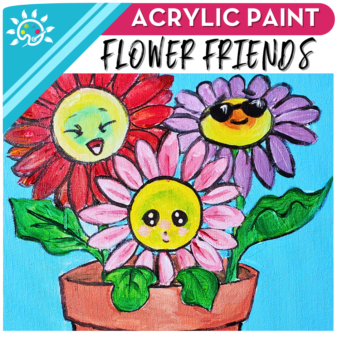 Flower Friends Art Kit + Video Tutorial - Acrylic Paint Specialty Box