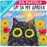 Cat in the Garden Art Kit + Video Tutorial - Oil Pastel Specialty Box (Inspired by Maud Lewis)