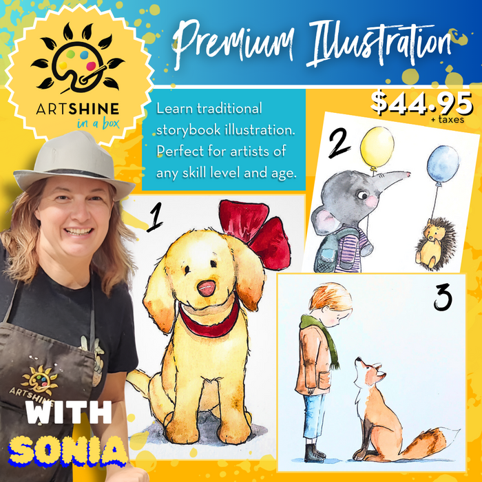 Illustration Art Kit + Video Tutorial |  Learn How To Illustrate Using Ink and Watercolour (Premium Box)