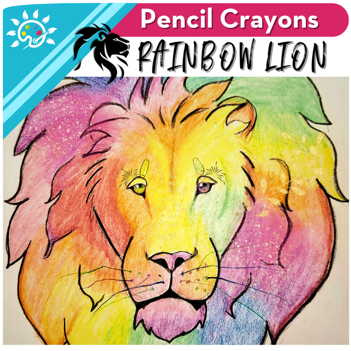 Rainbow Lion Art Kit + Video Tutorial - Fluorescent Pencil Crayon Specialty Box