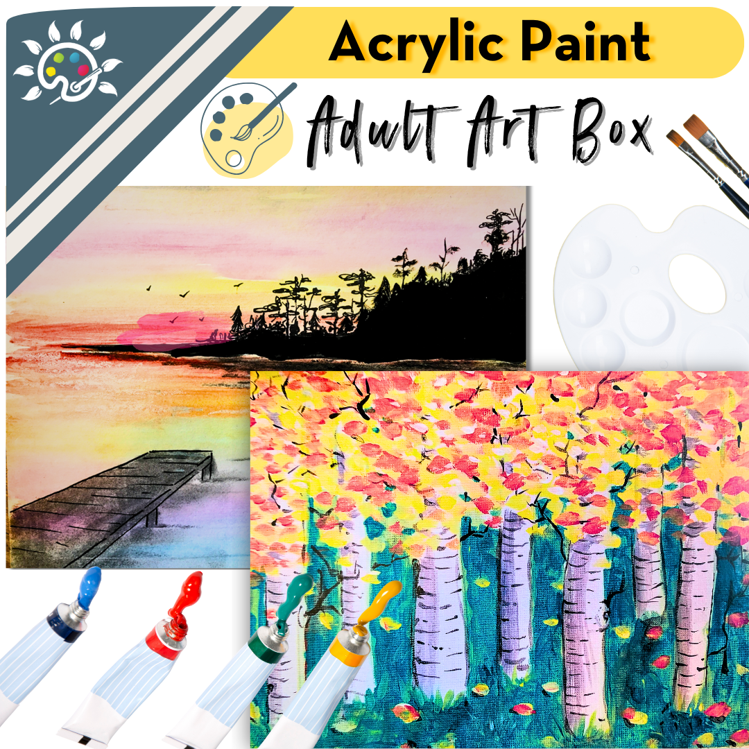 Adult Acrylic Paint Specialty Box - Birch Trees in Fall & Muskoka Sunset