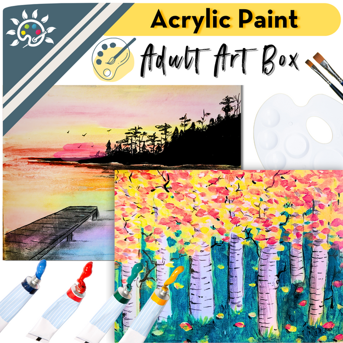 Adult Acrylic Paint Specialty Box - Birch Trees in Fall & Muskoka Sunset