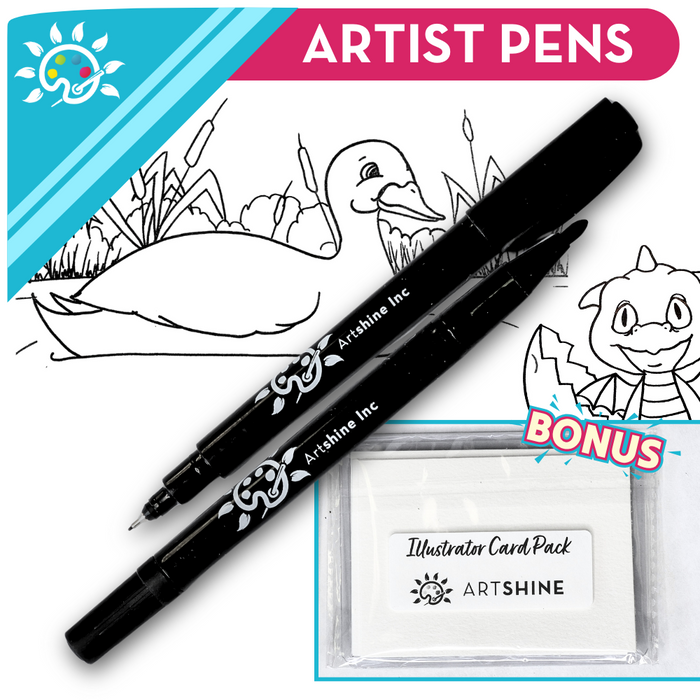 Artshine Dual Tip Artist Markers - Black, 2 Count