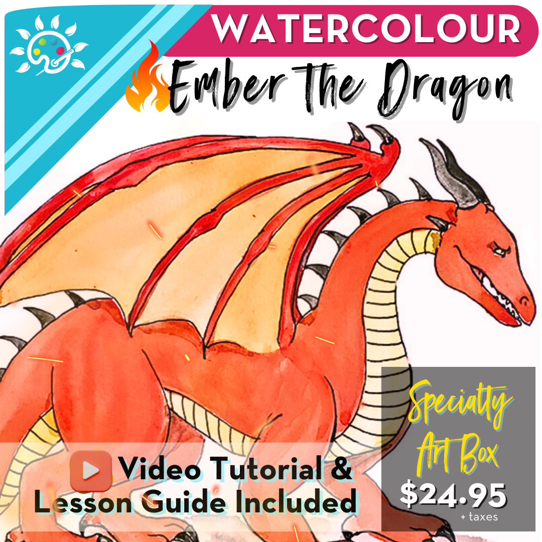Ember the Dragon Art Kit & Video Tutorial - Fantasy Illustration & Watercolour Specialty Box