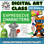 Digital Art Class - Expressive Characters (Grades 5+) - In Person at Studio Artshine - Six Weeks (May 22, 29, June 5, 12, 19, 26 - 2025)