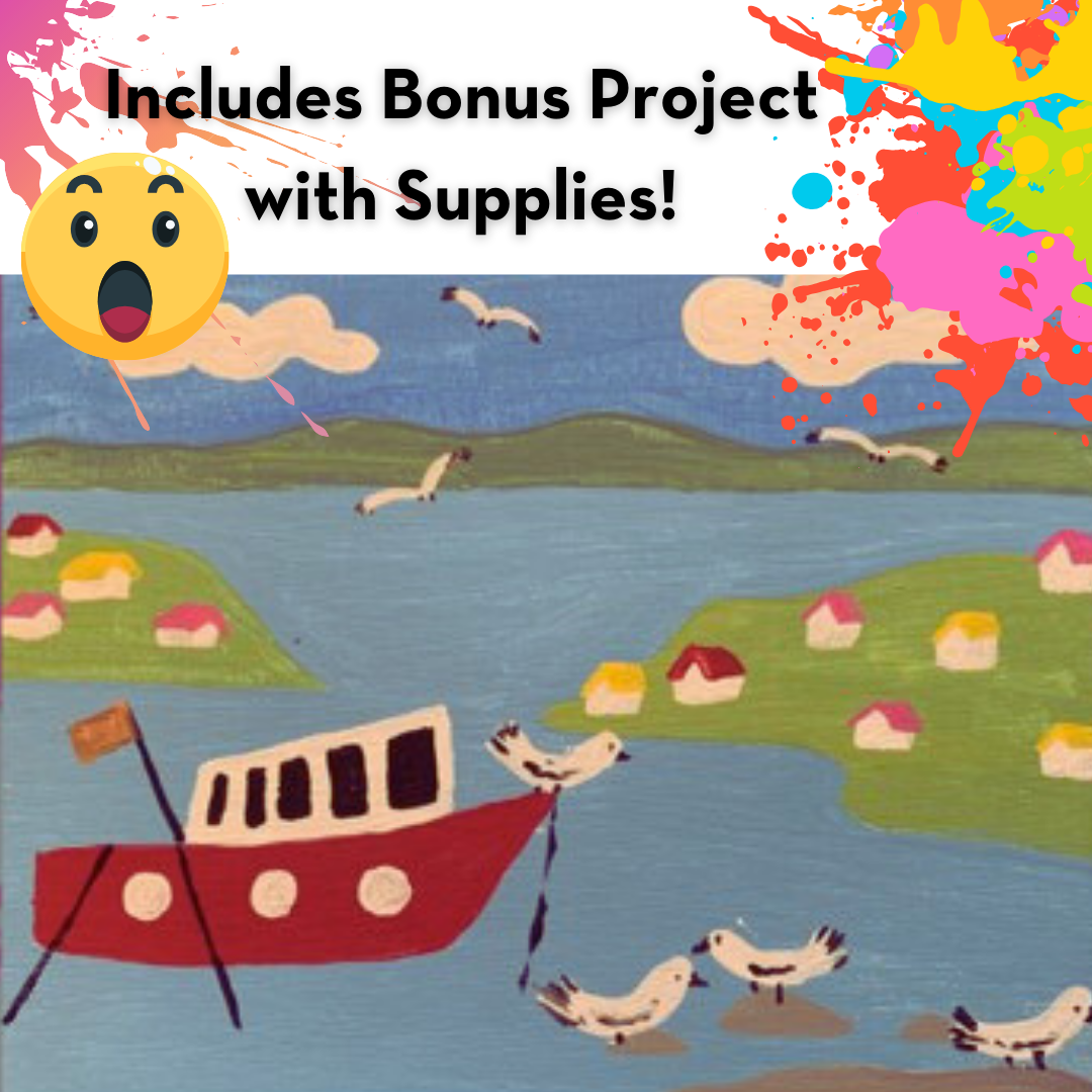 Cat in the Garden Art Kit + Video Tutorial - Oil Pastel Specialty Box (Inspired by Maud Lewis)