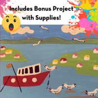 Cat in the Garden Art Kit + Video Tutorial - Oil Pastel Specialty Box (Inspired by Maud Lewis)