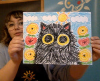 Cat in the Garden Art Kit + Video Tutorial - Oil Pastel Specialty Box (Inspired by Maud Lewis)