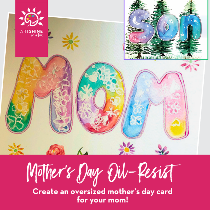Mother's Day | Art Kit + Video Tutorial | Oil Resist Art with Watercolour Paint (Specialty Box)
