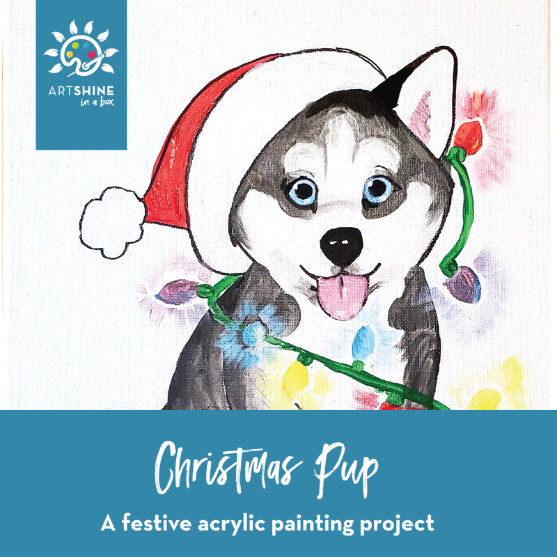 Art Kit + Video Tutorial | Winter | A Festive Acrylic Painting Project | Christmas Pup (Specialty Box)
