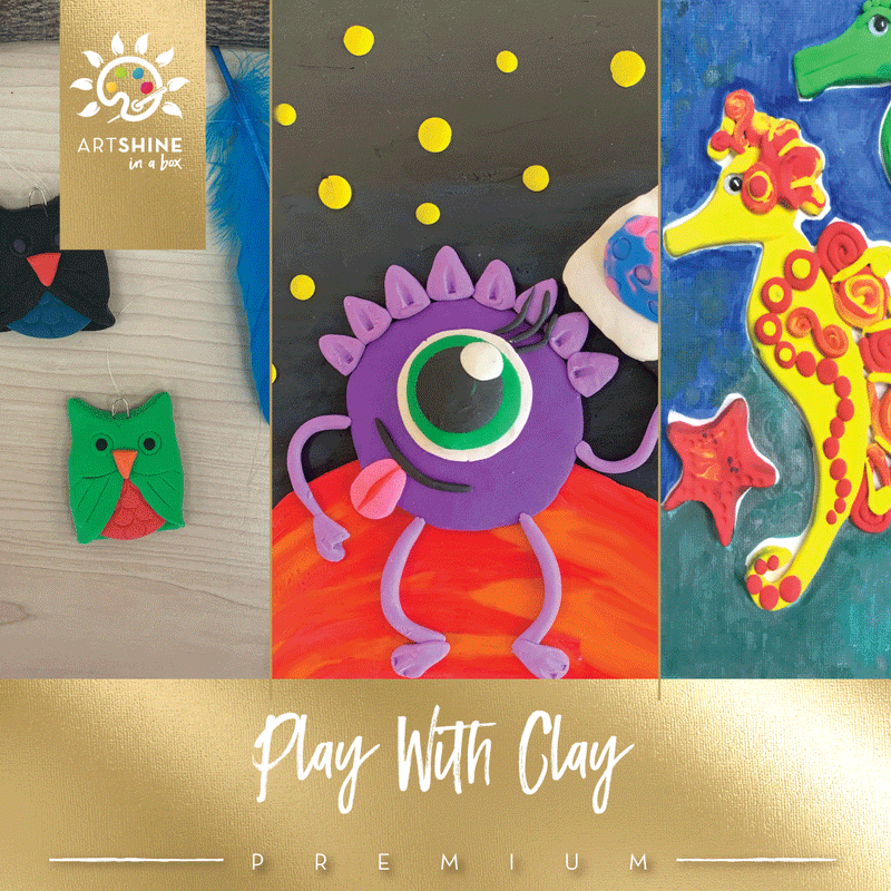 Clay Art Kit + Video Tutorials |  Sculpt clay to create fun 2D and 3D projects (Premium Box)