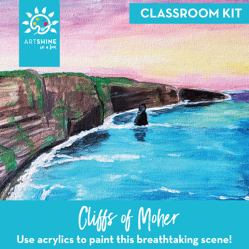 Art Kits + Video Tutorial | Ink and Marker Project | Cliffs of Moher (Classroom Kit)