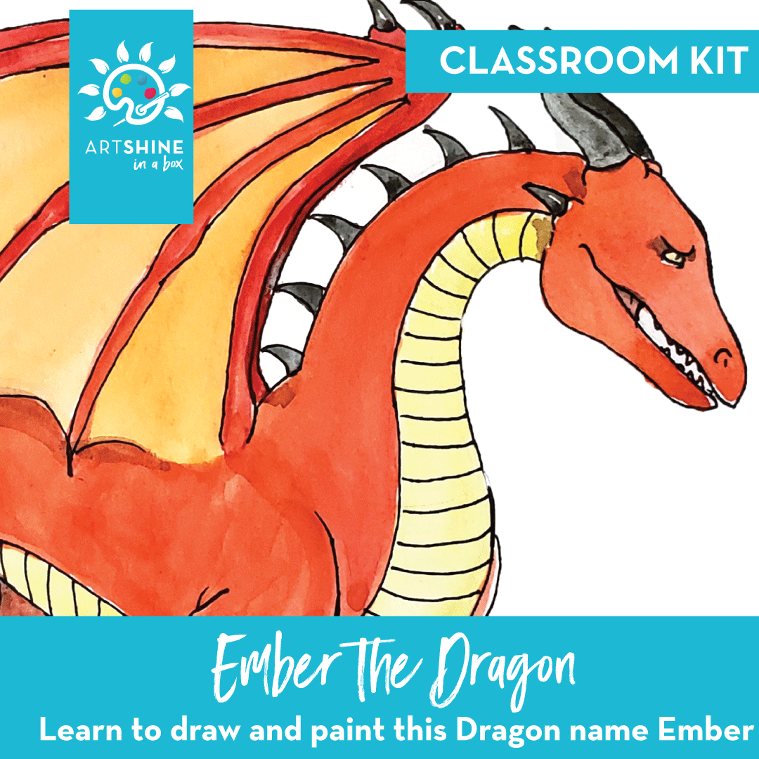 Art Kits + Video Tutorial | Drawing & Watercolour Project | Ember the Dragon (Classroom Kit)