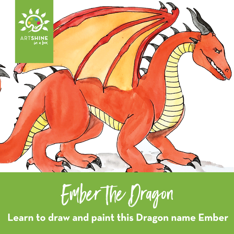 Art Kit +  Video Tutorial | Drawing & Watercolour Project | Ember The Dragon (Specialty Box)