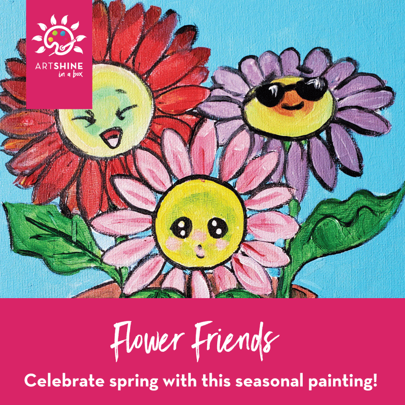 Art Kit +  Video Tutorial | A Bright Acrylic Paint Project | Flower Friends (Specialty Box) 🔰
