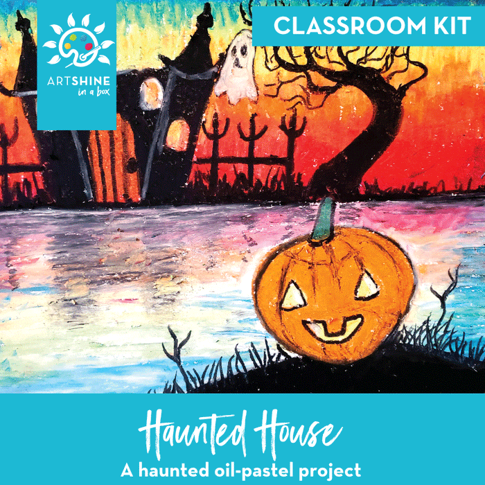 Art Kits + Video Tutorial | Oil Pastel Project | Haunted House (Classroom Kit)