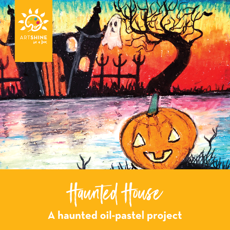 Art Kit + Video Tutorial | Fall | Oil Pastel Project | Haunted House (Specialty Box)