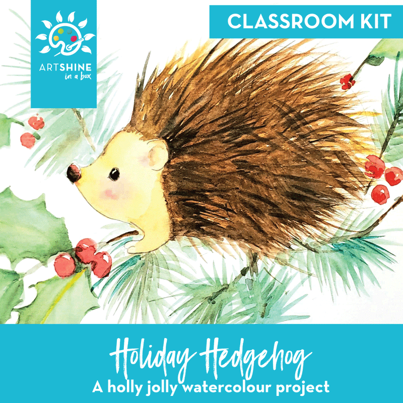 Art Kits + Video Tutorial | A Holiday Watercolour Project | Holiday Hedgehog (Classroom Kit)