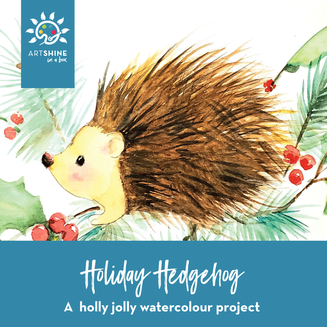 Art Kit + Video Tutorial | Winter | A Holiday Watercolour Project | Holiday Hedgehog (Specialty Box)