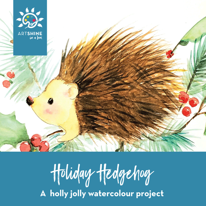 Art Kit + Video Tutorial | Winter | A Holiday Watercolour Project | Holiday Hedgehog (Specialty Box) 🔰