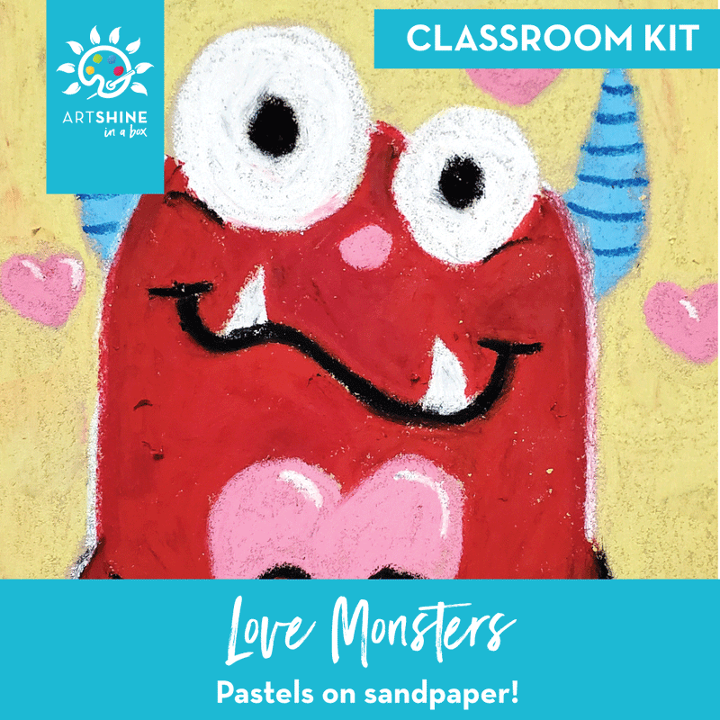 Art Kits + Video Tutorial | A Bright Valentine's Project | Love Monsters (Classroom Kit)