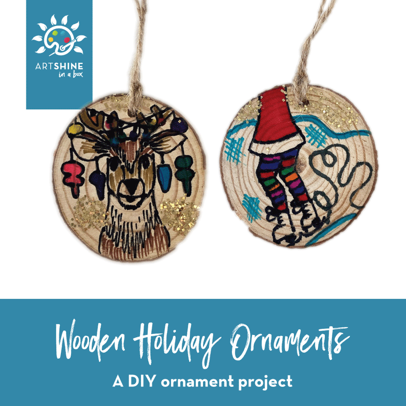 Art Kit +  Video Tutorial | Winter | Wood + Mixed Media Project | Holiday Ornaments (Specialty Box)