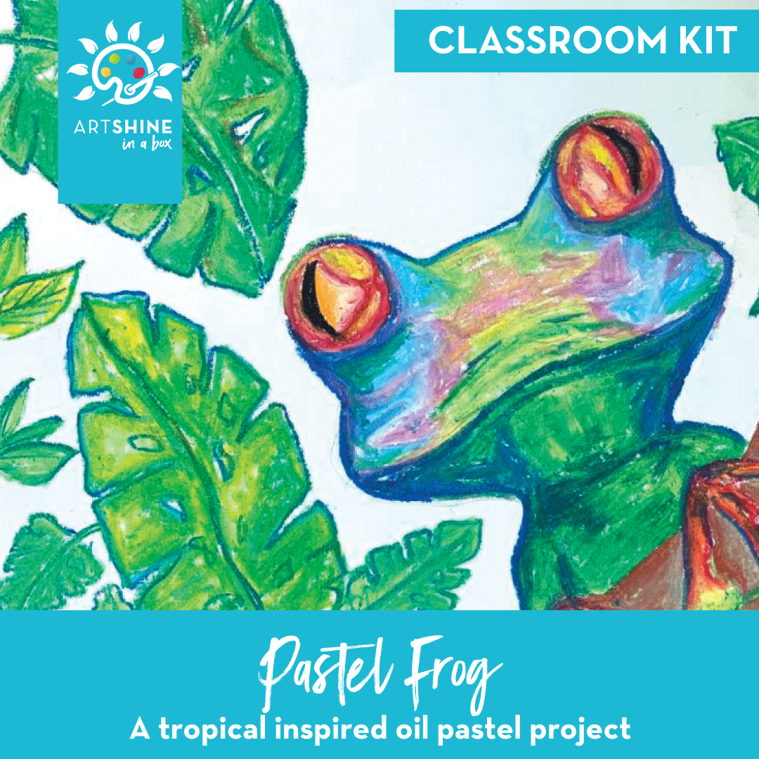 Art Kits + Video Tutorial | A Tropical Oil Pastel Project| Pastel Frog (Classroom Kit)