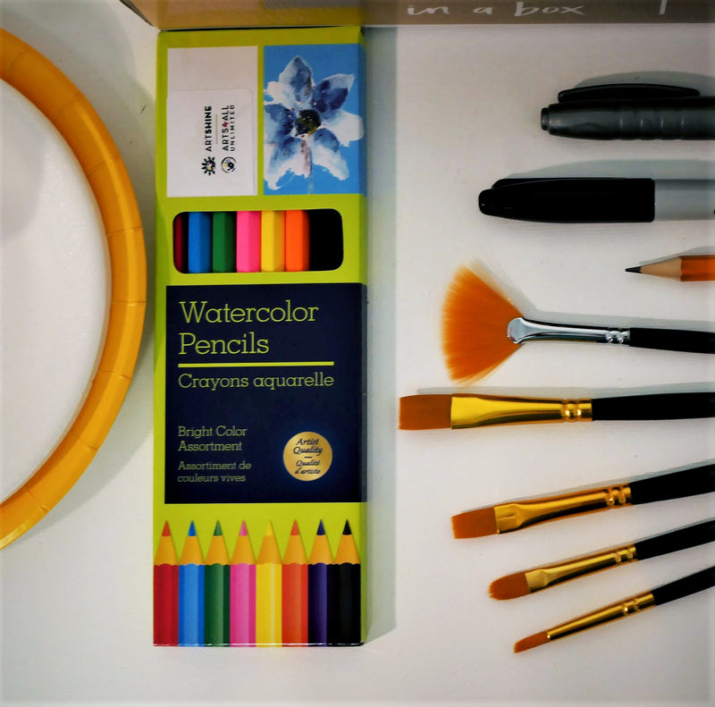 Watercolour Art Kit + Video Tutorials |  Create Fun Projects Using Watercolour Palette, Tubes, and Pencil Crayons (Premium Box)
