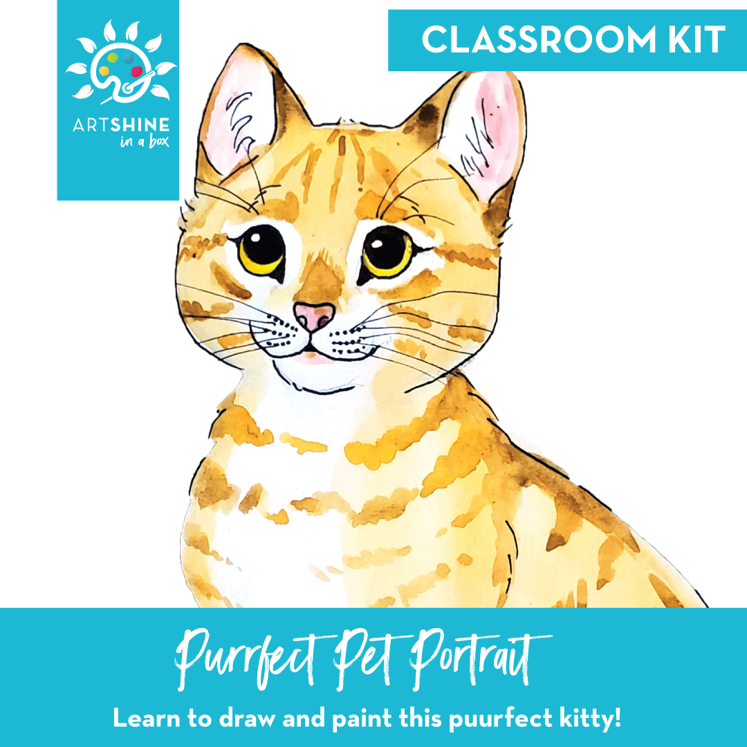 Art Kits + Video Tutorial | Drawing & Watercolour Project | Purrfect Pet Portrait (Classroom Kit)