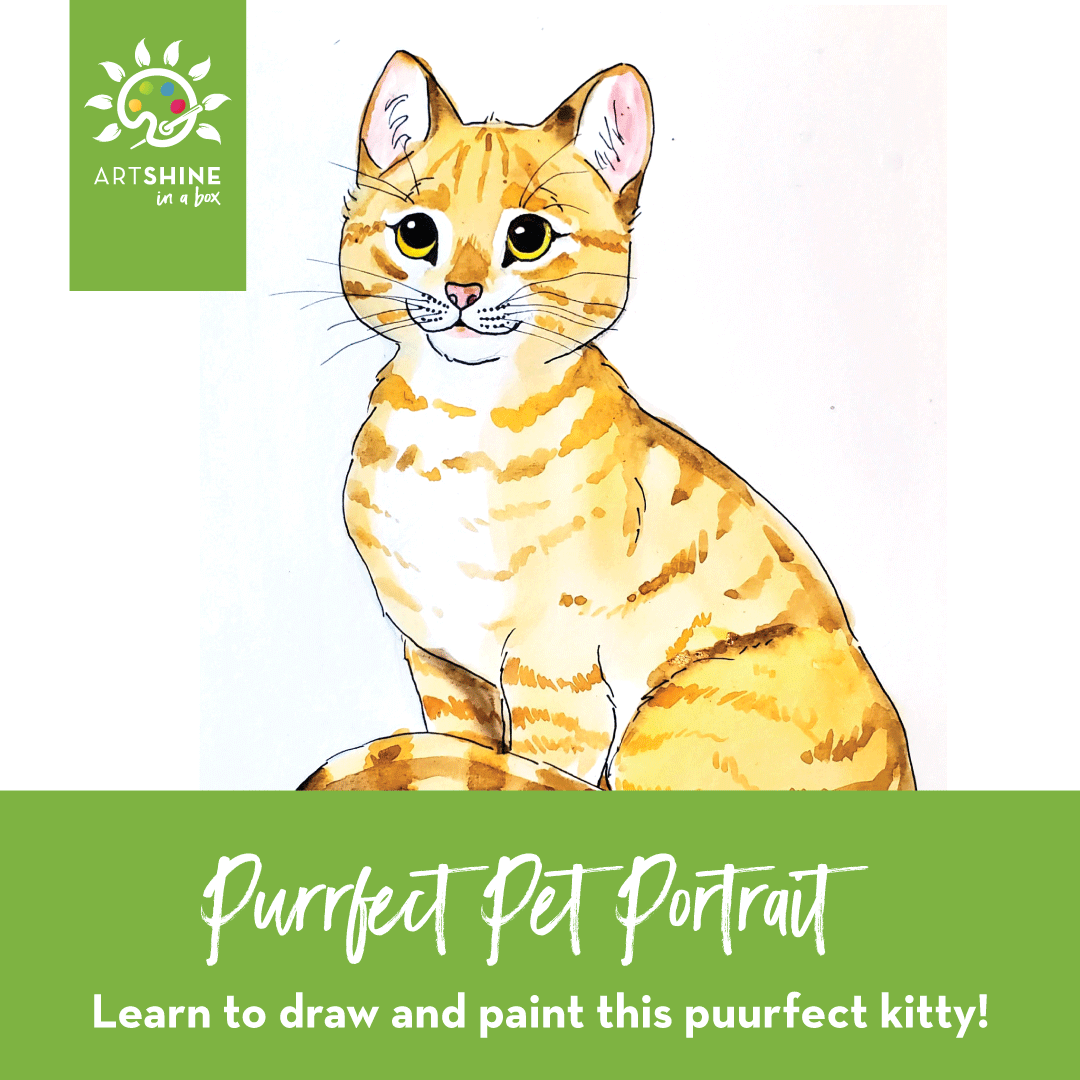 Art Kit +  Video Tutorial | Drawing & Watercolour Project | Purrfect Pet Portrait (Specialty Box)