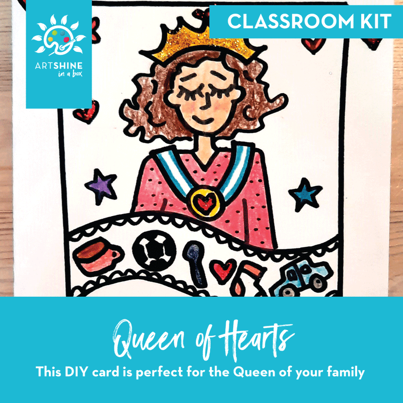 Art Kits + Video Tutorial | Coloured Pencil Card Project | Queen of Hearts Card (Classroom Kit)