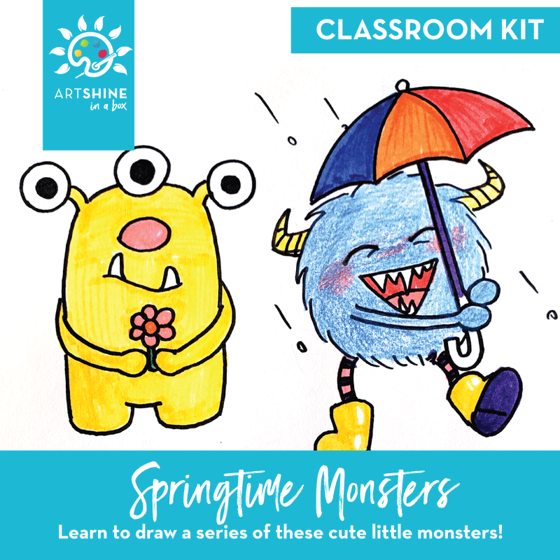 Art Kits + Video Tutorial | Coloured Pencil Project | Springtime Monsters (Classroom Kit)